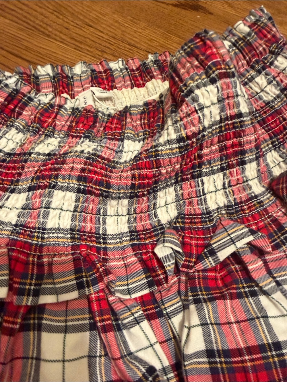 NWT Janie and Jack Red and cream Plaid Ruffle Smocked Girls' Skirt - Picture 6 of 6
